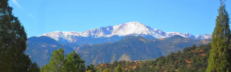 Image of Pikes Peak in the distance